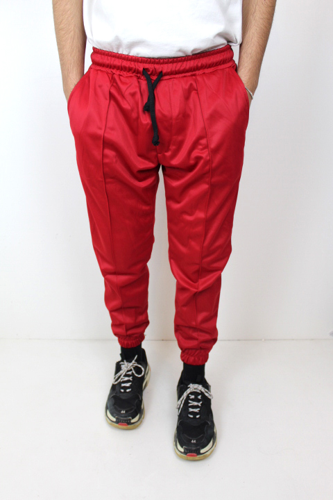 Joggers in acetato rosso con elastico – Rais Store