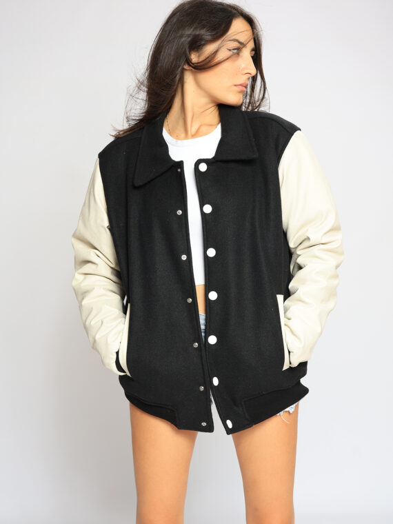 Varsity Jacket Basic Black (W) - RAIS DESIGN